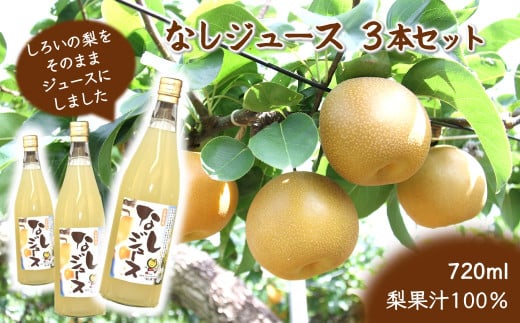 梨ジュース 3本セット 720ml×3本 梨果汁100% ストレートジュース