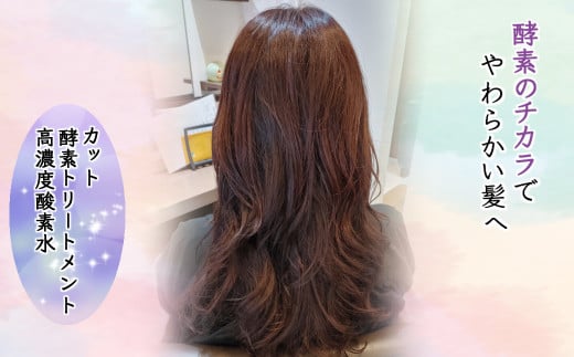 「酵素のチカラでやわらかい髪へ 」ご利用券 高濃度酸素水 酵素トリートメント ヘアカット 90分コース