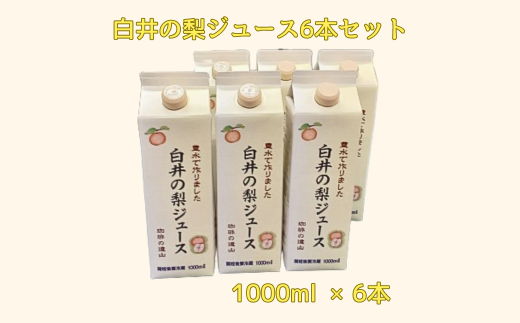 遠山珈琲 白井の梨ジュース 1,000ml 6本セット 梨果汁100% ストレートジュース