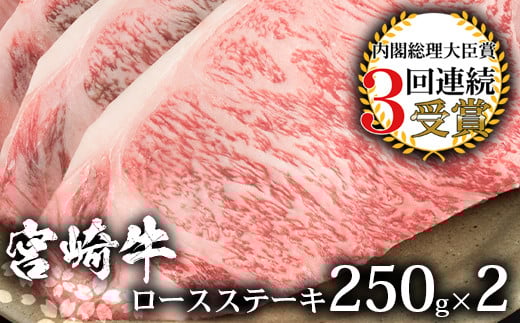受賞歴多数!! 宮崎牛 ロースステーキ 250g×2【合計500g】送料無料 宮崎県 椎葉村 日本三大秘境 秘境 国産 宮崎県産 ブランド牛 牛肉 牛 和牛 肉 うし お肉 焼き肉 焼肉 BBQ アウトドア キャンプ ロース ステーキ 牛丼 うまい 美味しい おすすめ おかず 多用途 ギフト 贈り物 プレゼント 祝い 内祝い パーティー 誕生日 記念日 お土産 敬老 お中元 お歳暮 [MT-41]