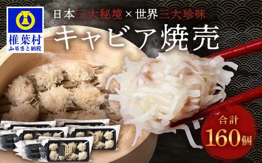 【日本三大秘境×世界三大珍味】平家キャビアが焼売に！！キャビア焼売 8個入り×20パック 合計160個［宮崎 椎葉 国産 ちょうざめ チョウザメ しゅうまい シュウマイ 焼売 キャビア ギフト 記念日 誕生日 お酒 魚介 珍味 加工品 冷凍 高級 贅沢 ディナー パーティー おつまみ グルメ ギフト お祝い 贈り物 贈答 桐箱 希少］【SZ-135】