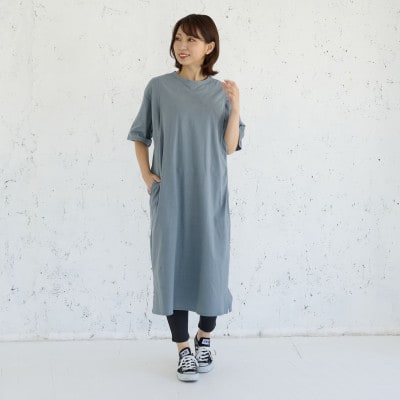 マタニティから使えるモーハウスの授乳服 シンプルワンピース(ブルーグレー)【配送不可地域:離島・沖縄】【1590250】