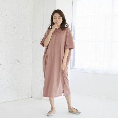 マタニティから使えるモーハウスの授乳服 シンプルワンピース(アプリコット)【配送不可地域:離島・沖縄】【1590251】