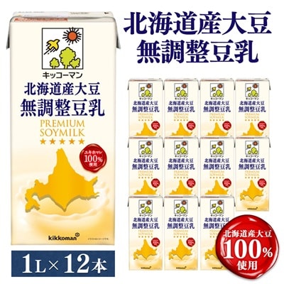 キッコーマンソイフーズ 北海道産大豆 無調整豆乳 1L×12本【配送不可地域:離島・沖縄】【1389467】