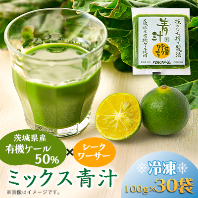 ベルファームの冷凍ミックス青汁 茨城県産ケール使用 100g×30袋 【離島・沖縄配送不可】【配送不可地域：離島・沖縄】【1443686】