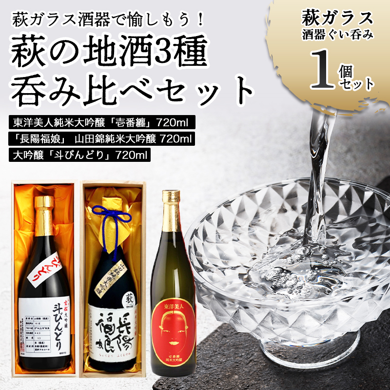 萩ガラス酒器で愉しもう!/萩の地酒3種呑み比べセット |hg000040