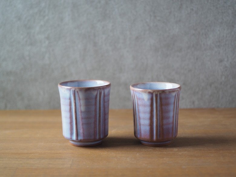 しのぎ組湯呑(粉引紫) |hg000653