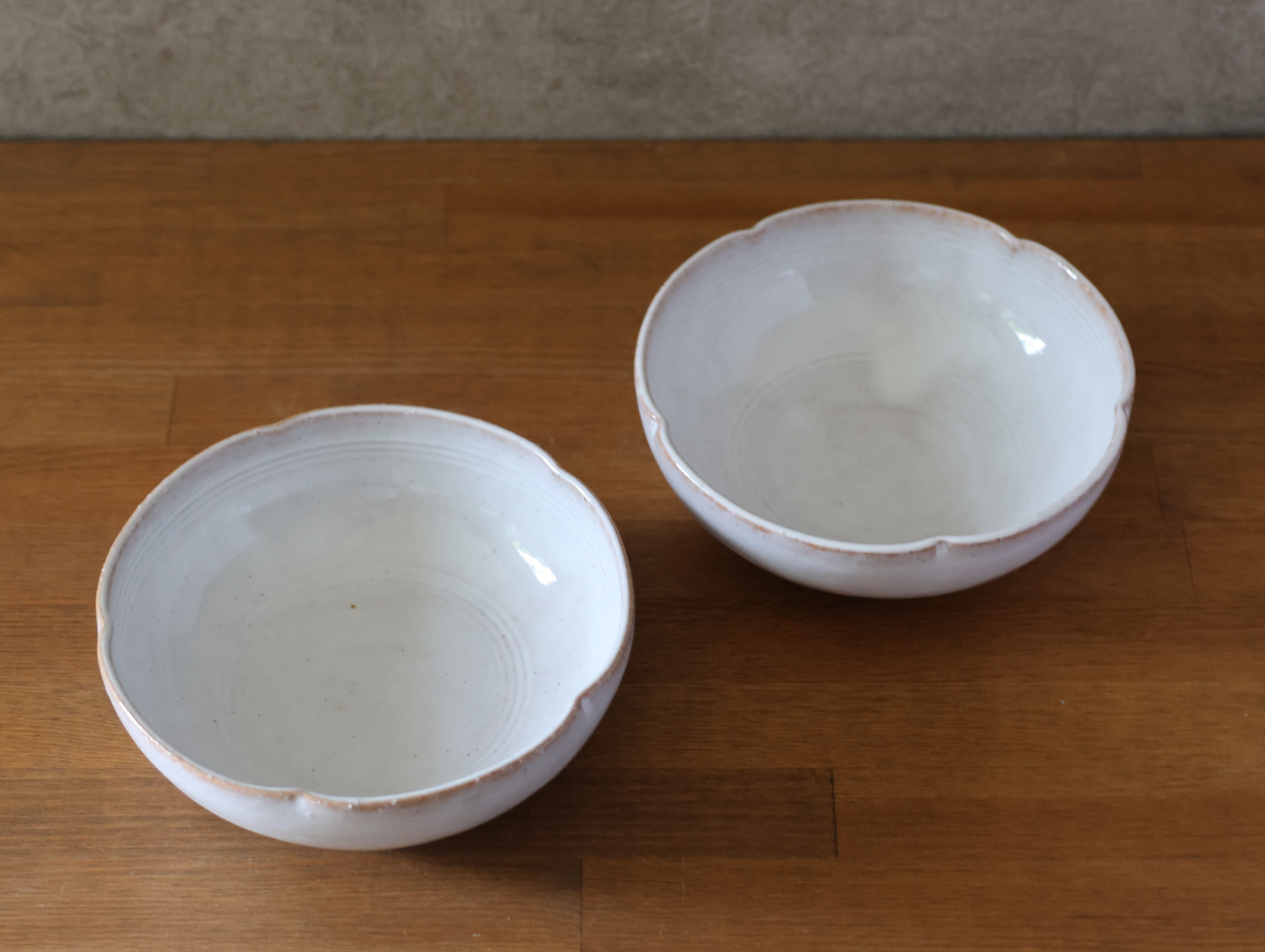 皿 萩焼 ペア 輪花中鉢 白萩釉 お皿 器 工芸品 |hg000926