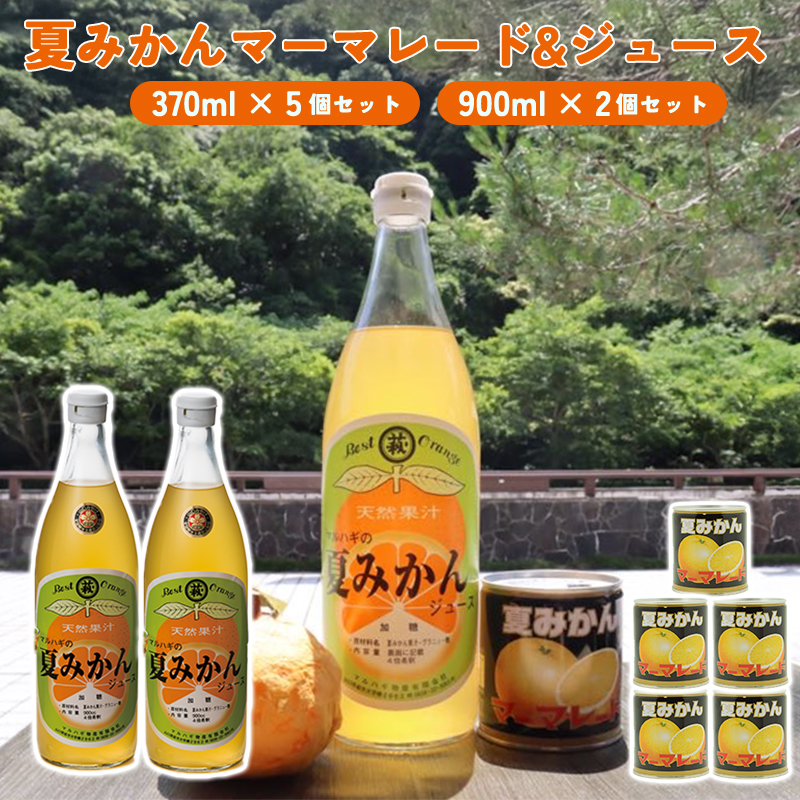 みかん 加工品 セット 萩名産 夏みかん マーマレード 370g×5個 & 夏みかん ジュース 900ml×2本 柑橘類 |hg001058
