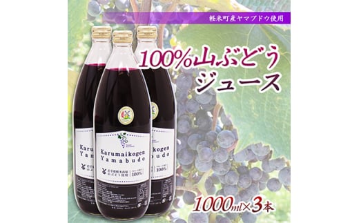 ＜軽米町産ヤマブドウ使用＞100%山ぶどうジュース　1000ml×3本【1101957】