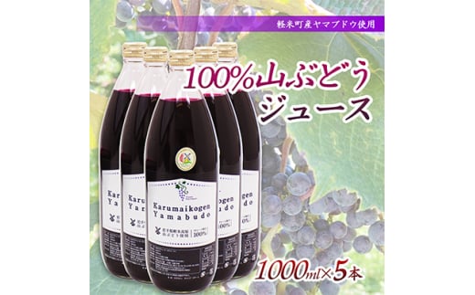<軽米町産ヤマブドウ使用>100%山ぶどうジュース 1000ml×5本【1101958】