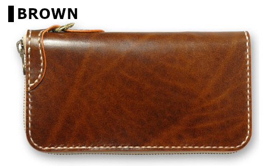 サムライクラフト 長財布 ラウンドファスナー＜ブラウン＞(200mm×105mm×厚み25mm) レザー 革 レザー製品 革製品 さいふ サイフ 名入れ ギフト ルガトショルダー 本格 シンプル ファッション 日本製 手縫い ハンドメイド Samurai Craft【株式会社Stand Field】ta273-brown