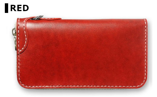 サムライクラフト 長財布 ラウンドファスナー＜レッド＞(200mm×105mm×厚み25mm) レザー 革 レザー製品 革製品 さいふ サイフ 名入れ ギフト ルガトショルダー 本格 シンプル ファッション 日本製 手縫い ハンドメイド Samurai Craft【株式会社Stand Field】ta273-red