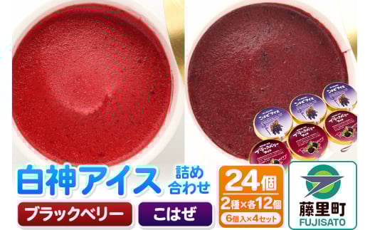 白神アイス詰合せ 合計24個 6個入×4セット ブラックベリー×12個 こはぜ×12個