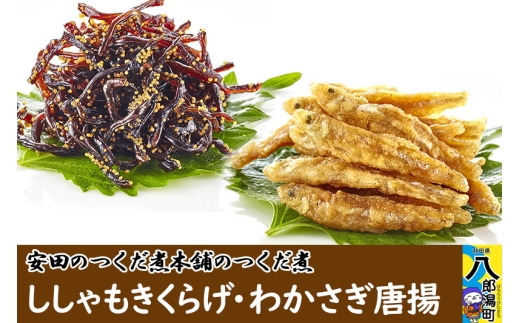 安田のつくだ煮本舗のつくだ煮 ししゃもきくらげ・わかさぎ唐揚（各270g 計540g）