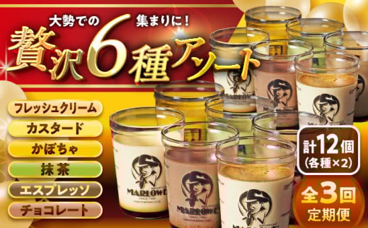 【全3回定期便】プリン アソートセット贅沢6種 計12個セット(6種 × 各2個) / ぷりん おすすめ 食べ比べ フレッシュクリーム クリーム カスタード かぼちゃ 抹茶 エスプレッソ チョコレート スイーツ 洋菓子 人気 デザート アソート 神奈川県 葉山町 国産 冷蔵【(有)マーロウ】 [ASAY028]