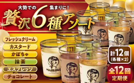 【全12回定期便】プリン アソートセット贅沢6種 計12個セット(6種 × 各2個) / ぷりん おすすめ 食べ比べ フレッシュクリーム クリーム カスタード かぼちゃ 抹茶 エスプレッソ チョコレート スイーツ 洋菓子 人気 デザート アソート 神奈川県 葉山町 国産 冷蔵【(有)マーロウ】 [ASAY030]