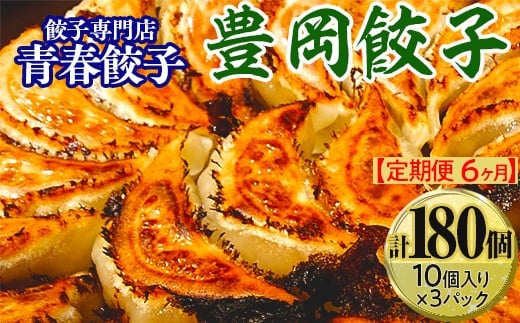 【定期便6ヶ月】餃子専門店青春餃子 豊岡餃子10個入り×3パック 30個(計180個)