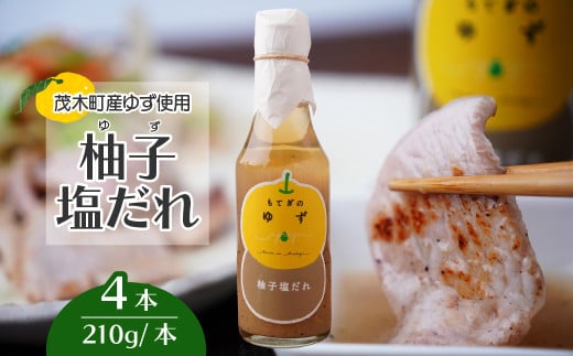 茂木産ゆずを使用! 柚子塩だれ 210g×4本 保存料・着色料・香料不使用 | ゆず 柚子 塩ダレ たれ タレ 無着色 保存料 不使用 焼肉 しゃぶしゃぶ 調味料 料理 果汁 調理 ノンオイル ドレッシング 揚げ物 焼きそば もてぎプラザ 栃木県 茂木町