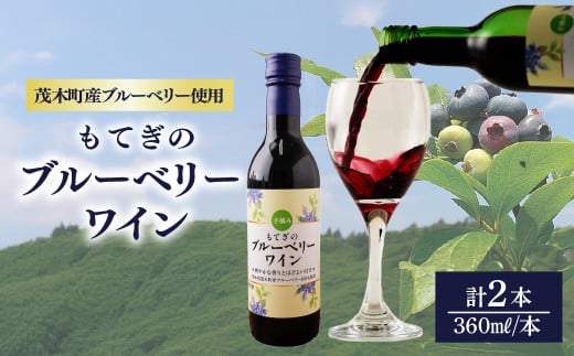 茂木産ブルーベリーを使用した ブルーベリーワイン360ml×2本セット | ワイン ブルーベリー  赤ワイン フルーツワイン フルーツ フルーティー お酒 酒 アルコール7% お土産 プレゼント ギフト 贈り物 地元産 手摘み 収穫 果実 果汁 発酵 晩酌 家飲み もてぎプラザ 栃木県 茂木町