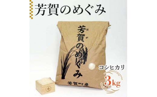 「芳賀のめぐみ」コシヒカリ　3kg 袋入り　栃木県芳賀町産◇ ｜ 米 お米 ご飯 国産 送料無料 ※離島への配送不可