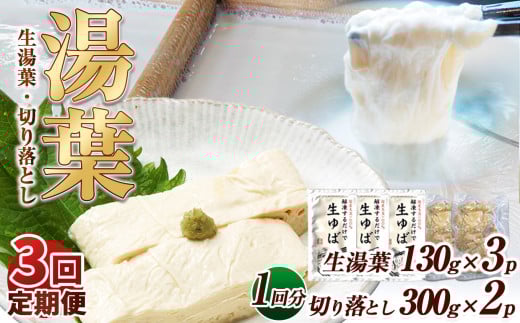 【3回定期便】湯葉(生湯葉・切落し)生湯葉130g×3、切落し300g×2 | 定期便 3回 湯葉 生湯葉 イソフラボン 美と健康のサポート 植物性タンパク質 低カロリー 栃木県 那珂川町