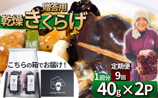 【定期便9回】贈答用乾燥きくらげ 40g×2P ともちゃん農園 |定期便 贈答用 乾燥 きくらげ 食物繊維 鉄分 カルシウム ビタミンD カリウム アミノ酸 高血圧予防 ふるさと 納税栃木県 那珂川町