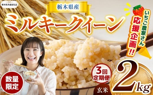 [令和7年度新米先行予約][栃木県共通返礼品][数量限定][定期便3回]令和7年度新米 栃木県産ミルキークイーン 2kg |定期便 ミルキークイーン 数量限定 玄米 米 ごはん 玄米真空パック ふるさと納税 那珂川町 栃木県
