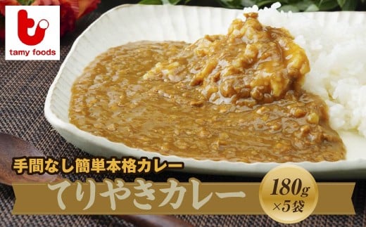 【訳あり】冷凍カレー てりやきカレー 180g×5袋 | 訳あり カレー 時短 レンチン 冷凍食品 てりやきカレー 冷凍カレー 保存食 常備食 プレゼント 自宅用 本格 中辛 甘口 子供 お子様カレー たまねぎ おいしい おすすめ 人気 タミー食品 埼玉県 所沢市