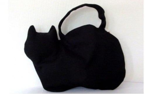 ネコ型帆布トートバッグ 黒猫