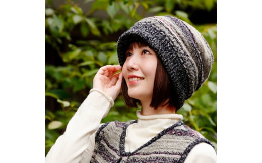 羊毛で暖かい「メリノン」多色編みニット帽子【洗濯機で丸洗い可！】