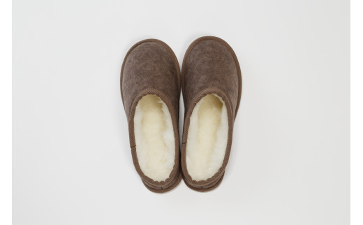 羊毛で暖かい「メリノン」スリッパ（ブラウン・LL）【洗濯機で丸洗い可！】