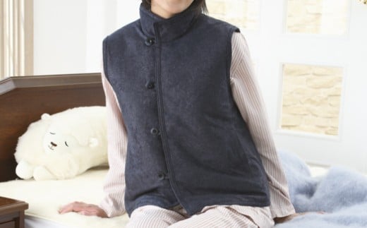 羊毛で暖かい「メリノン」羊毛ベスト（男女兼用 / ネイビー・L）【洗濯機で丸洗い可！】