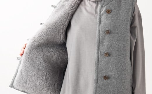 羊毛で暖かい「メリノン」やわらかベスト（グレー・L）【洗濯機で丸洗い可！】