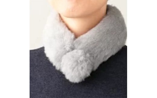 羊毛で暖かい「メリノン」カラープチマフラー（グレー）【洗濯機で丸洗い可！】