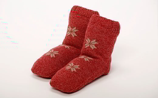 羊毛で暖かい「メリノン」靴下（赤・L）【洗濯機で丸洗い可！】