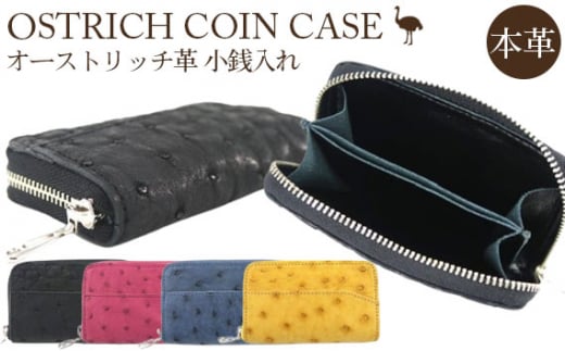 オーストリッチ革小銭入れ（サックスブルー）【シンプルモデル 高級素材の代名詞！】 [No.031-03]