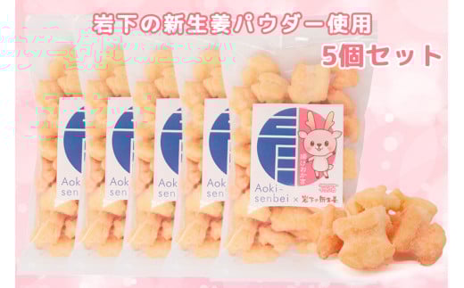 青木煎餅 岩下の新ショウガ味5個セット｜ 揚げおかき 5個 岩下の新生姜パウダー使用 専門店の揚げおかき [0625]