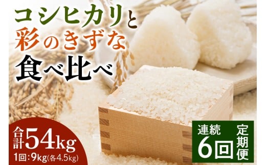 [定期便／6ヶ月] 新米 コシヒカリと彩のきずな 食べ比べセット 計54kg (9kg×6回)｜おいしい お米 コメ こめ ご飯 ごはん 白米 アグリパーク ゆめすぎと お取り寄せ 直送 贈り物 贈答品 ふるさと納税 埼玉 杉戸 [0631]