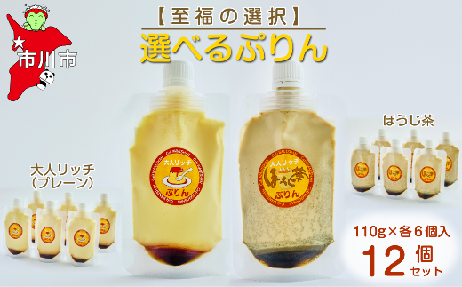 【至福の選択】選べる12個セット（大人リッチ×ほうじ茶）ぷりん　【12203-0349】