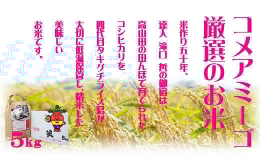 コメアミーゴこだわりのおんじゅく米コシヒカリ５ｋｇ