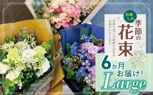 6か月 お届け お楽しみ! 季節 の 花束 「Large」 | ブーケ タイプ 高さ約50cm 横幅約30cm お花 flower フラワー ふらわー 花 はな リトルシード インテリア 植物 定期便 お任せ お見舞い ギフト お祝い 誕生日 親孝行 プレゼント贈り物 新鮮 調布  東京都