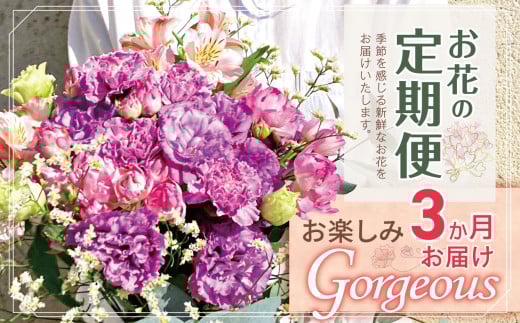お楽しみ! 3か月 お届け お花 の 定期便 「Gorgeous」 | ブーケ タイプ 高さ45cm-50cm 本数15-20本 flower フラワー ふらわー 花 はな リトルシード インテリア 植物 定期 お任せ お見舞い ギフト お祝い 誕生日 親孝行 プレゼント贈り物 新鮮 調布 東京都