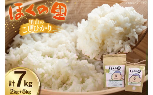 米 里山のこしひかり ほくの里 7kg (2kg 5kg 各1袋) [JA石川かほく 石川県 津幡町 28ab0021] お米 白米 ご飯 ごはん コメ こめ 小分け 家庭用 コシヒカリ おこめ 精米