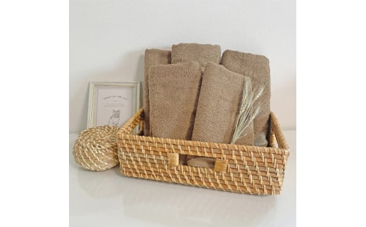 泉州タオル「普段使いにぴったりのミニバスタオル」5枚セット(ブラウン) 099H753【1516603】