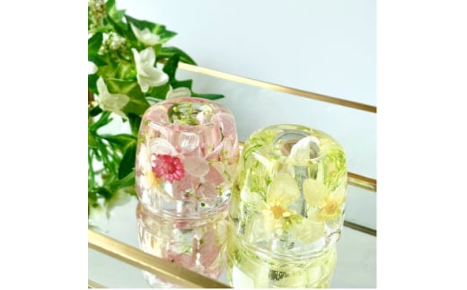 ハーバリウムペン立て2個セット(ピンク系、イエロー系)箱入り【1334066】