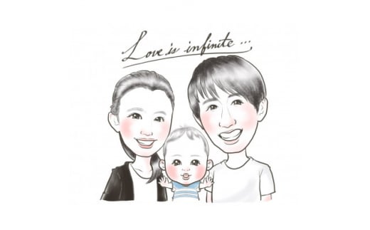 ファミリー似顔絵ー3人ー【1341416】