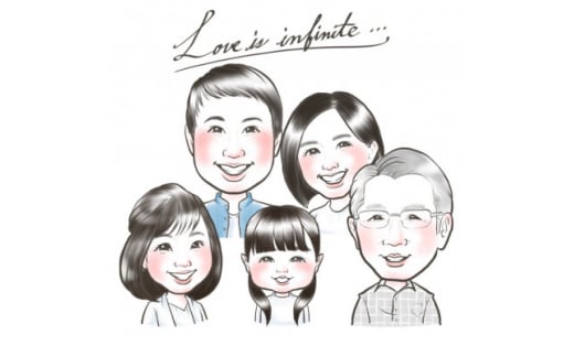 ファミリー似顔絵ー5人ー【1341418】