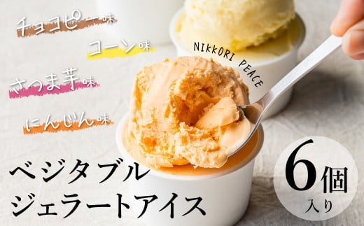 ~ご縁から生まれた~ ベジタブルジェラート アイス「ニッコリピースセット」 6個入り  にんじん コーン  チョコピー さつま芋 アイス チョコ 野菜の甘み 優しい味わい 碧南産砂糖 スイーツ H132-027