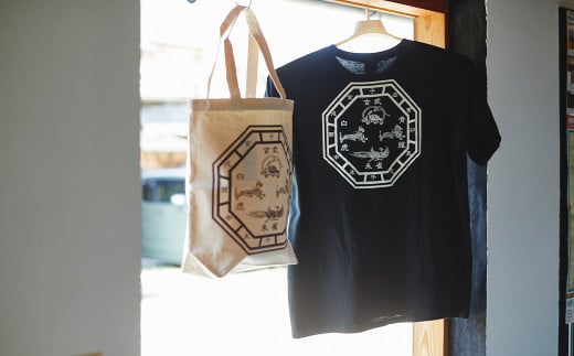 キトラ四神トートバッグ(白)&Tシャツ(黒・Mサイズ)セット